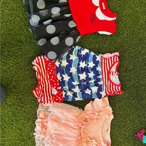 Patriotic Star & Stripe Baby Romper with Red Accents